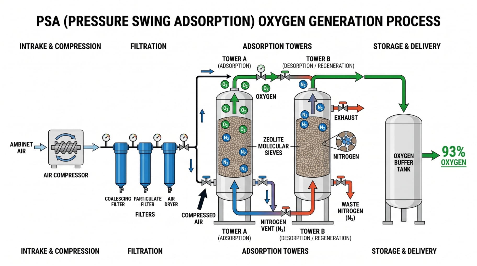 Pureza y cumplimiento normativo (NFPA 99): El estándar del oxígeno producido por adsorción (PSA)
